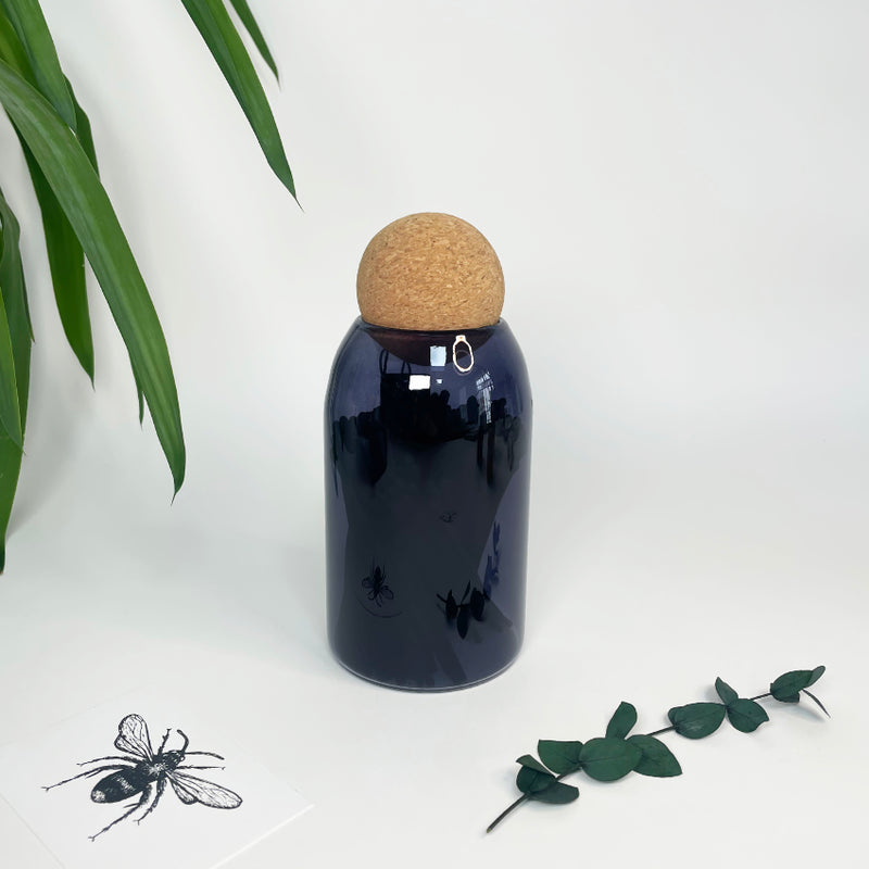 Cork Ball Tinted Glass Matches Navy - Gift for candle lover and new home gift