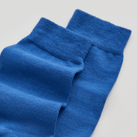 Close-up of blue socks on a light gray background