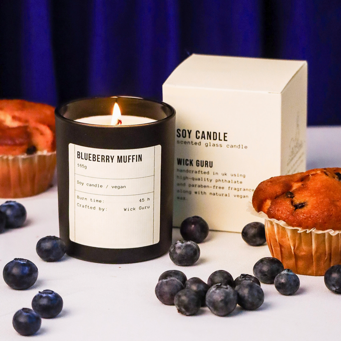 Blueberry Muffin Candle with box from Wick Guru 165g