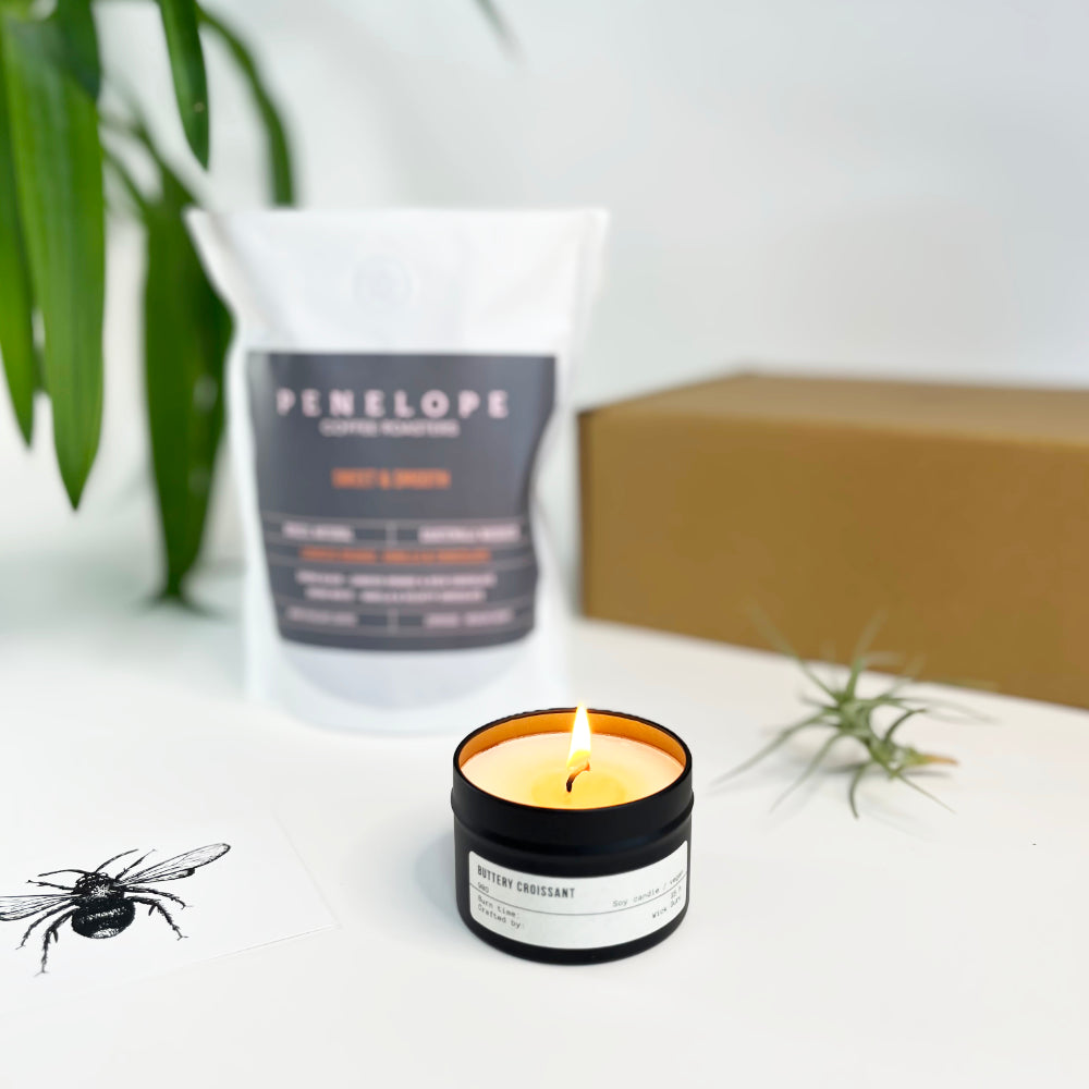 Penelope Coffee and Croissant Candle Gift Set - New Job gift