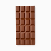 Chocolate bar with a grid pattern on a white background