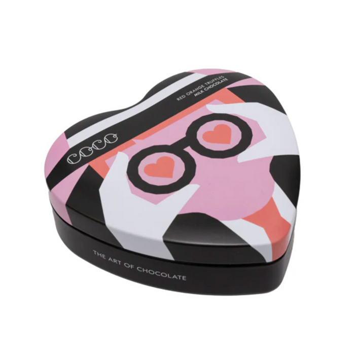 Coco Chocolatier Red Orange Truffles Heart Tin