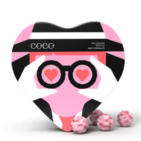 COCO chocolate truffles packaging with a panda design on a white background