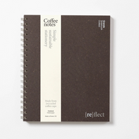 Dark brown notebook with 'reflect' branding on a white background