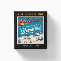 Don't stop believin Christmas Jigsaw Puzzle 100 pieces box on white background