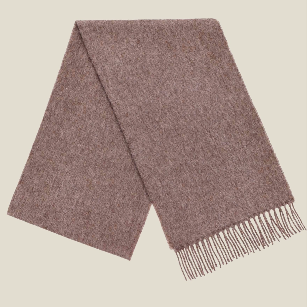 Mocha brown colour scarf folded on white background 