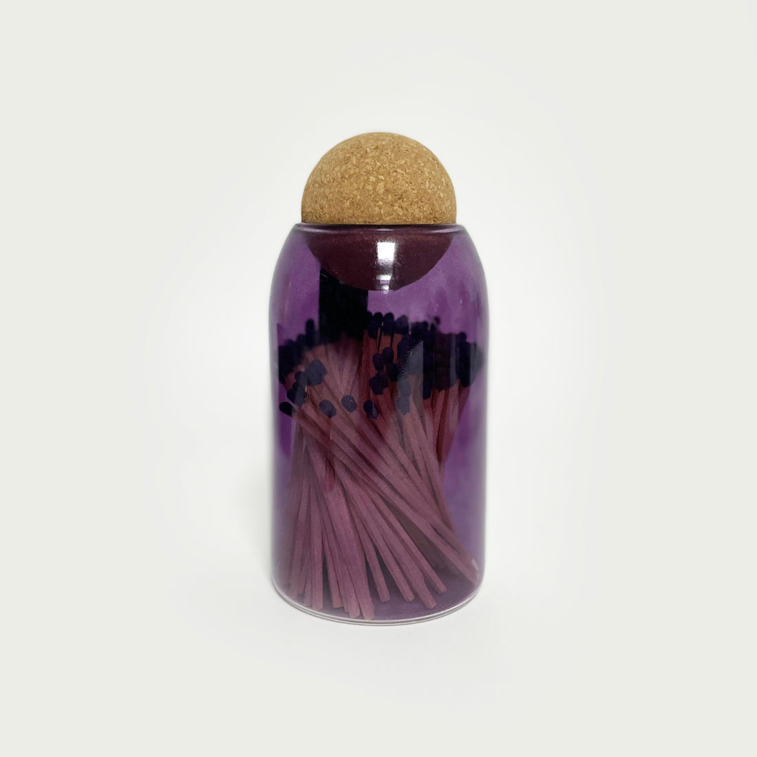 Cork Ball Tinted Glass Matches plum - Gift for candle lover and new home gift
