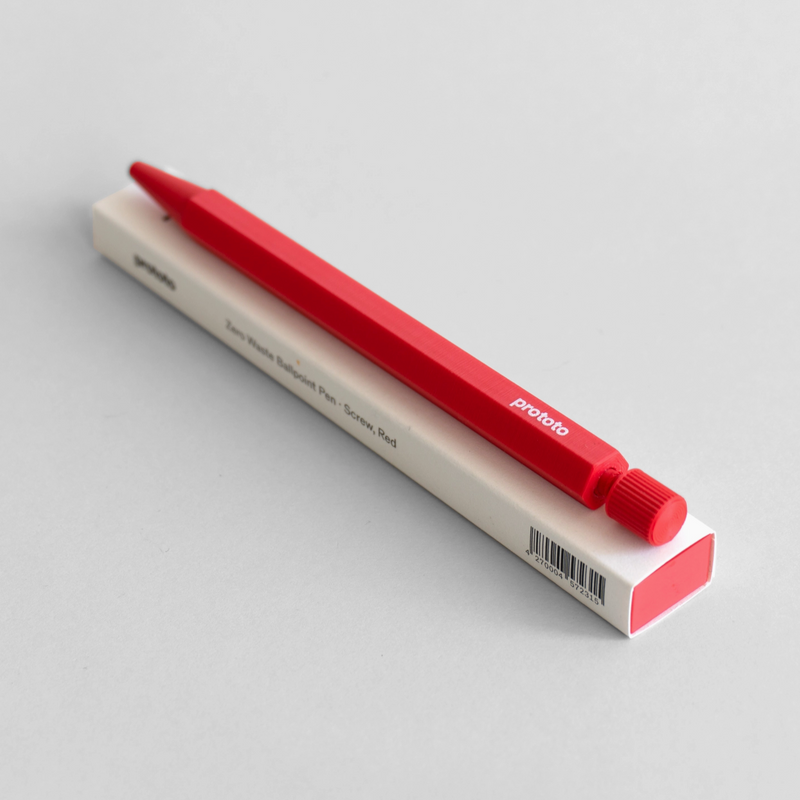 Red pen with 'proto' branding on a white background