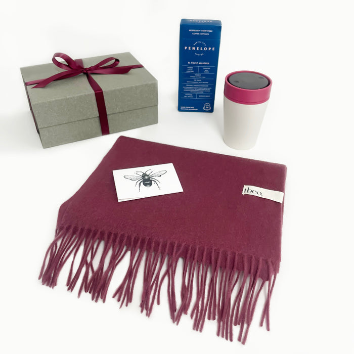 lambs wool scarf and coffee corporate gift