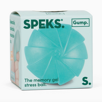 A light green and mint green box of SPEKS. Gump.