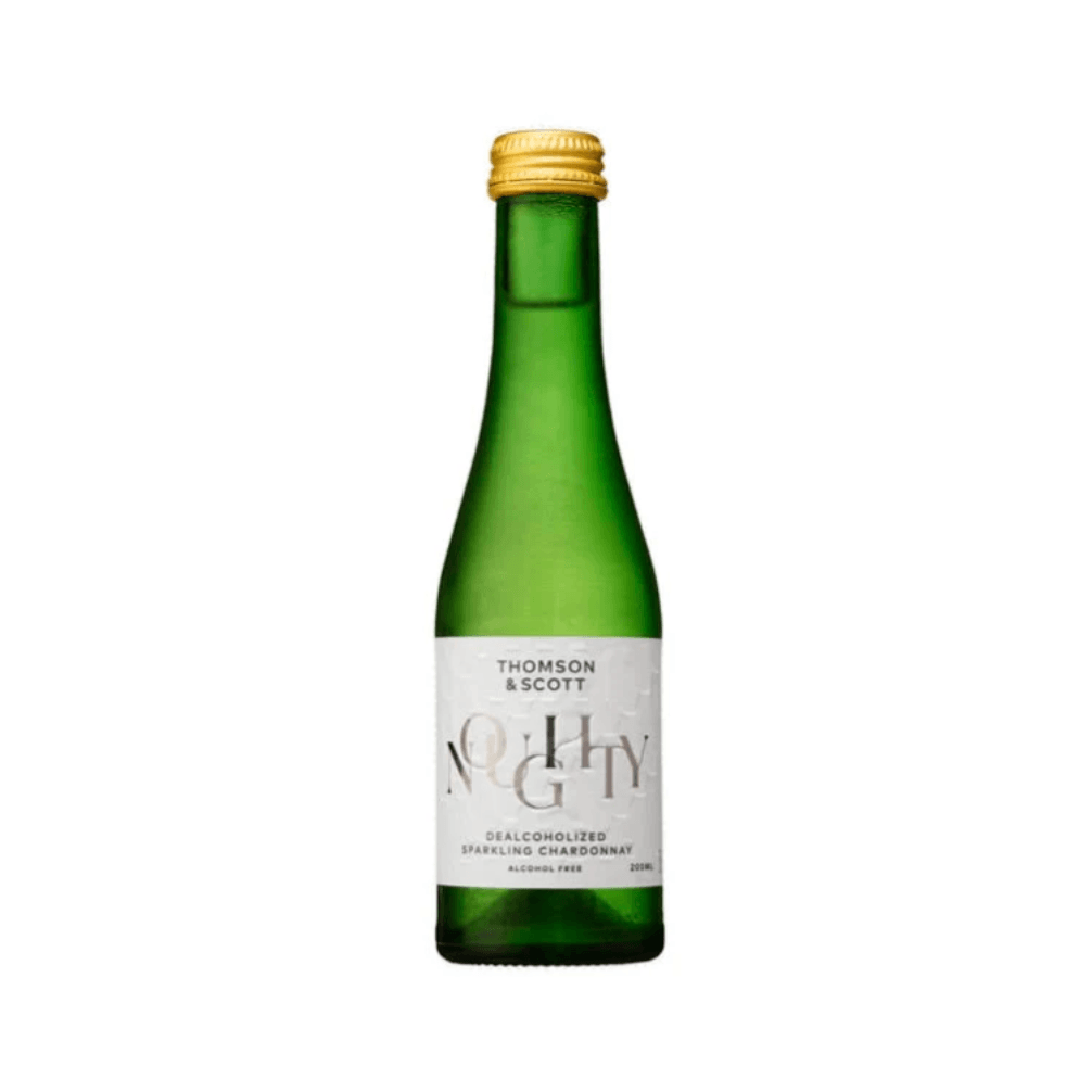 Green bottle with gold cap on a white background