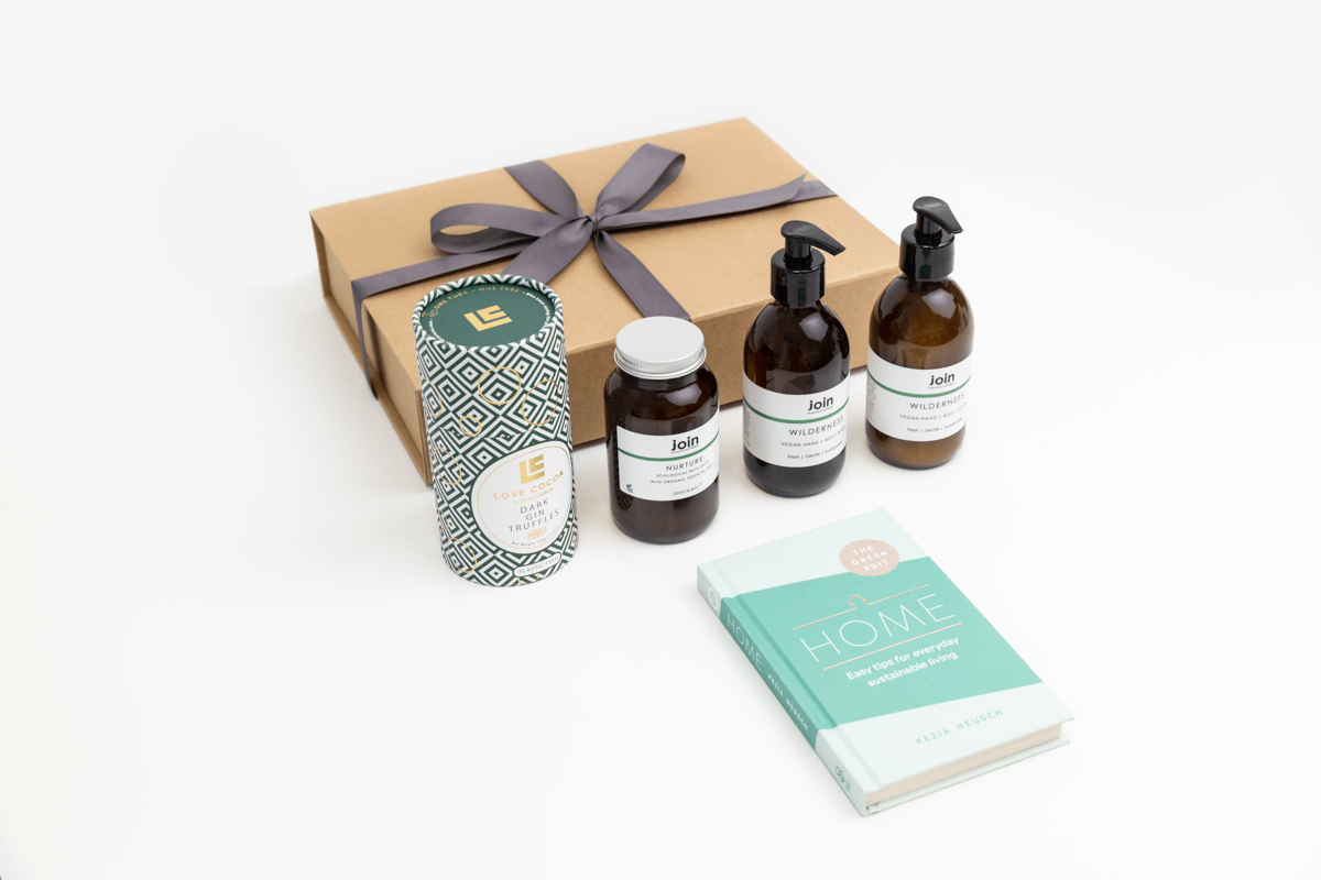 Wellbeing Gift Hamper with Love Cocoa truffles, Join-products and Home book